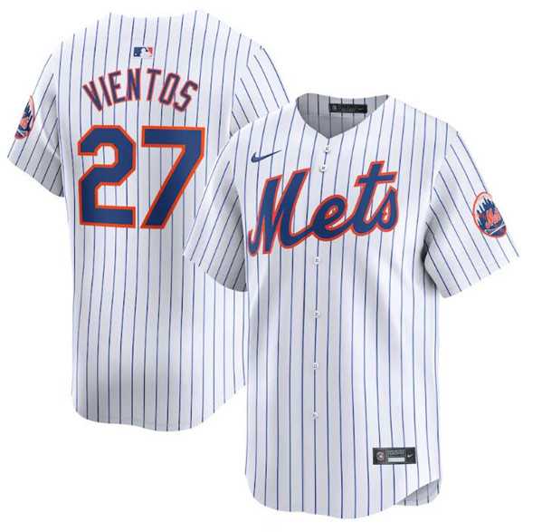 Mens New York Mets #27 Mark Vientos White 2024 Home Limited Stitched Baseball Jersey Dzhi